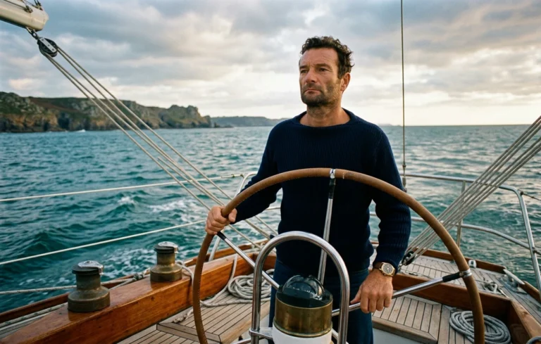 Eric Tabarly sur un voilier