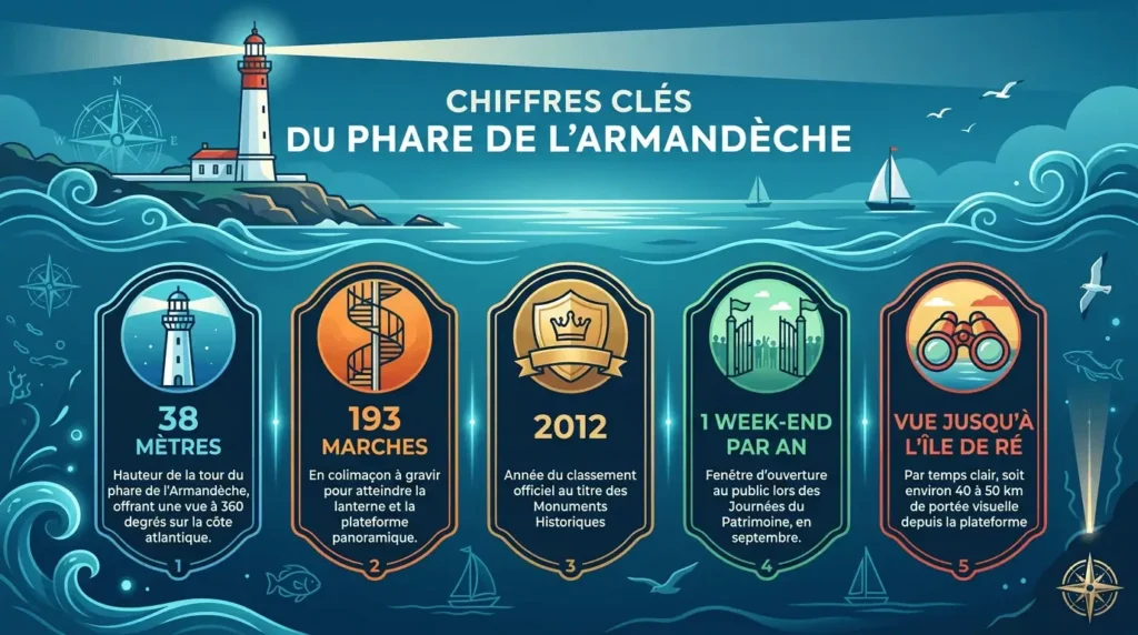 Chiffres clés phare de lArmandèche Sables-dOlonne monument historique Vendée