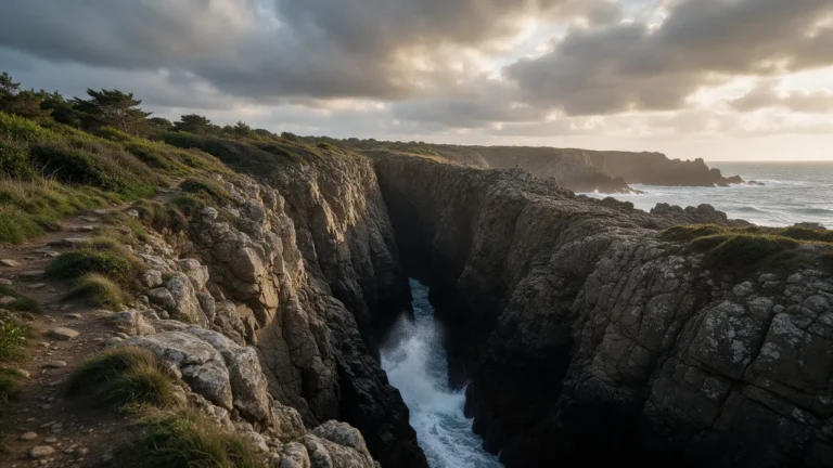 Faille rocheuse battue par les vagues sur la côte sauvage